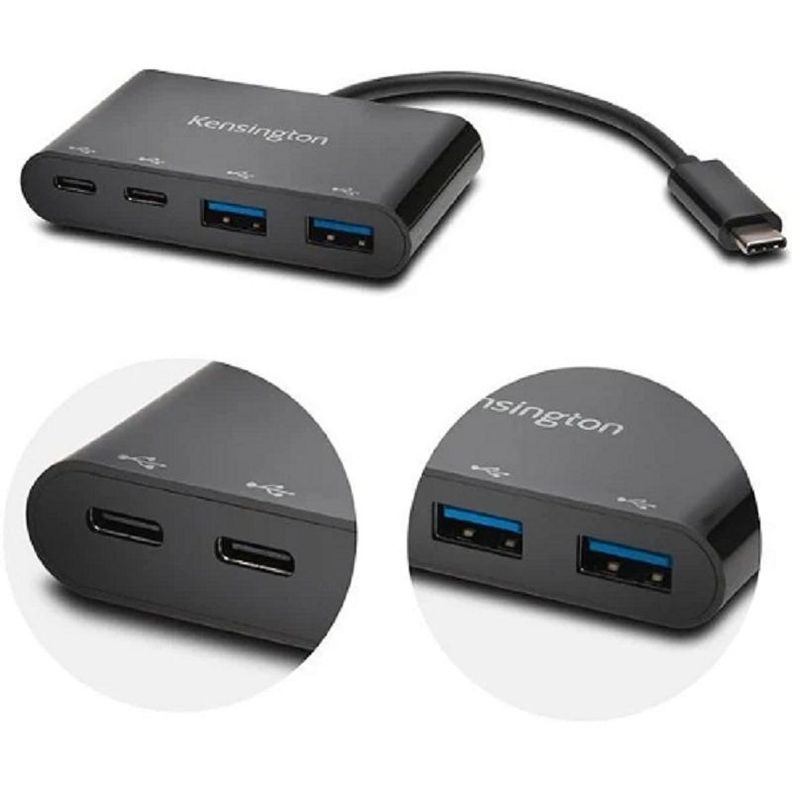 Adaptador Kensington Hub USB-C a USB-B(2) y USB-C(2) 4 Puertos-0