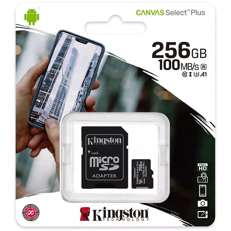 Memoria MicroSD Kingston Canvas Select Plus 256Gb 100R/85R-1