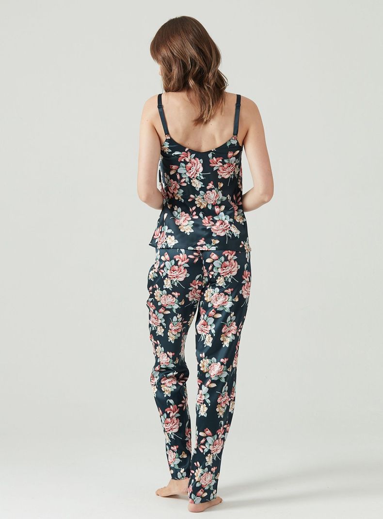 Pijama de Mujer Cinta Pantalon Largo Azul Estampado-2