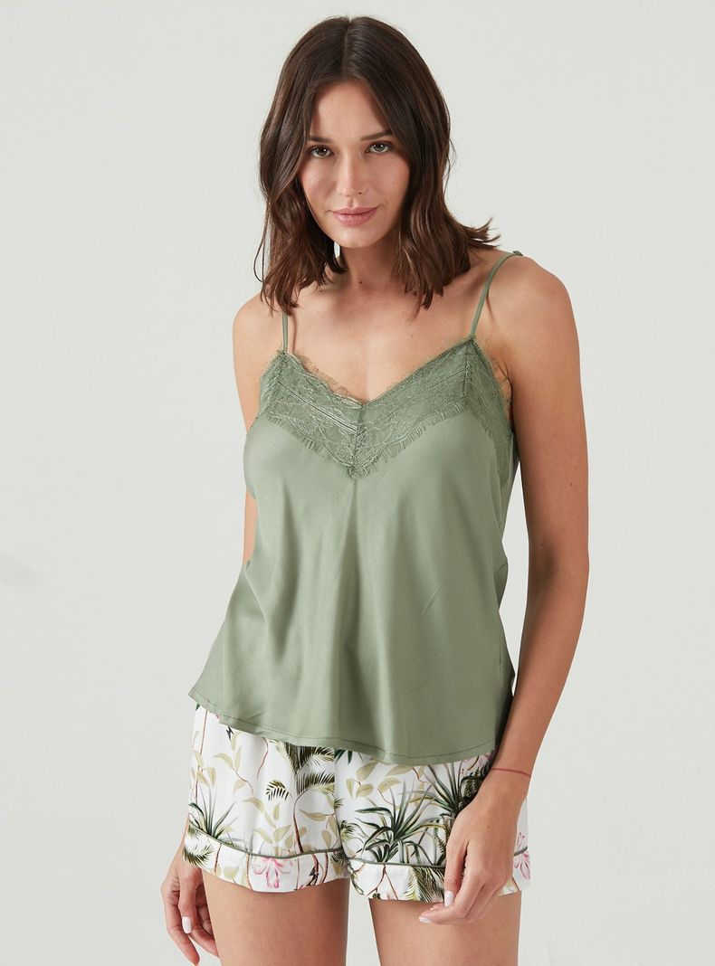 Pijama de Mujer Adela Short Verde-1