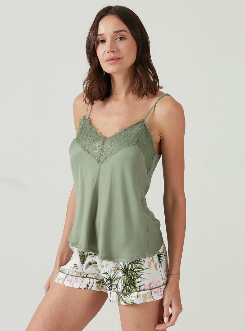 Pijama de Mujer Adela Short Verde-2