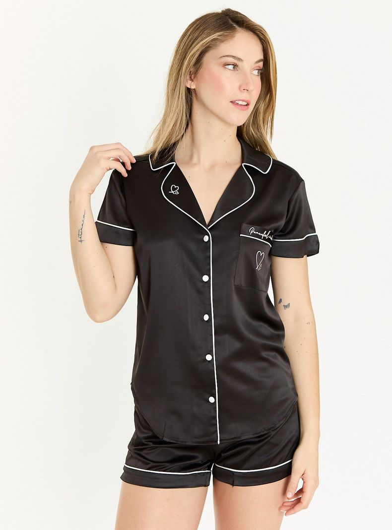 Pijama de Mujer Roma Short Negro-1