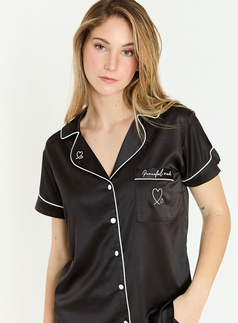 Pijama de Mujer Roma Short Negro-4