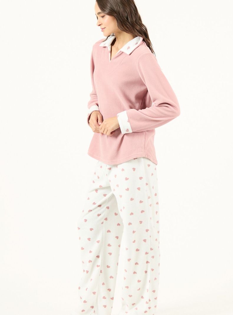 Pijama de Mujer Print Polar Malva-1