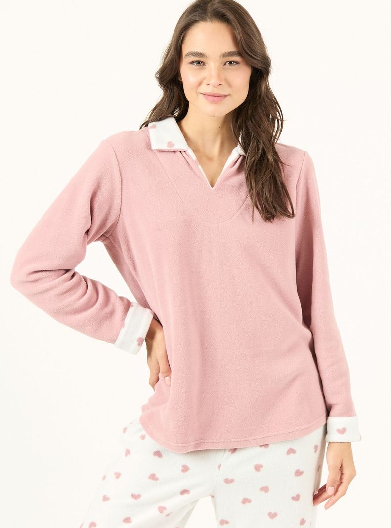 Pijama de Mujer Print Polar Malva-3