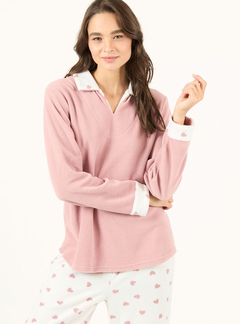 Pijama de Mujer Print Polar Malva-4