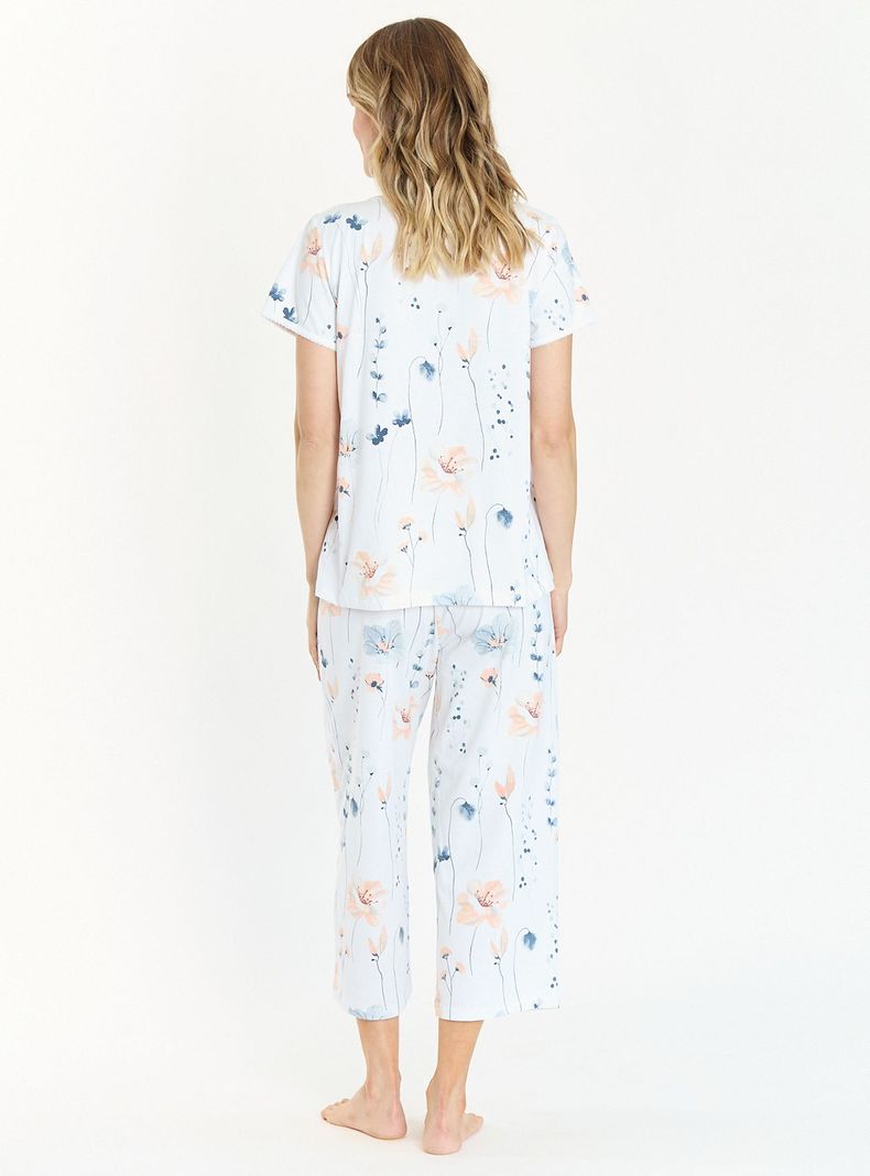 Pijama de Mujer New Cuore Blanco Flor-2