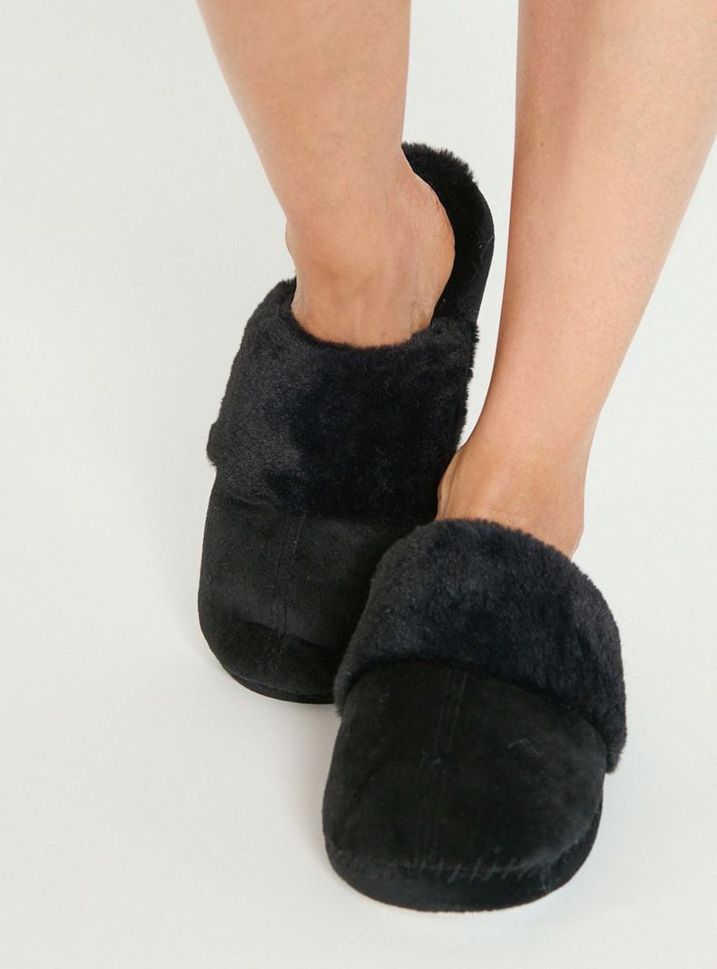Pantufla de Mujer Zapatilla Gamuza Negro-0
