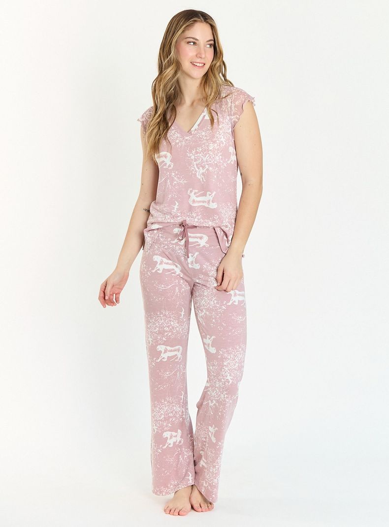 Pijama de Mujer Dame Pantalón Largo Malva-0