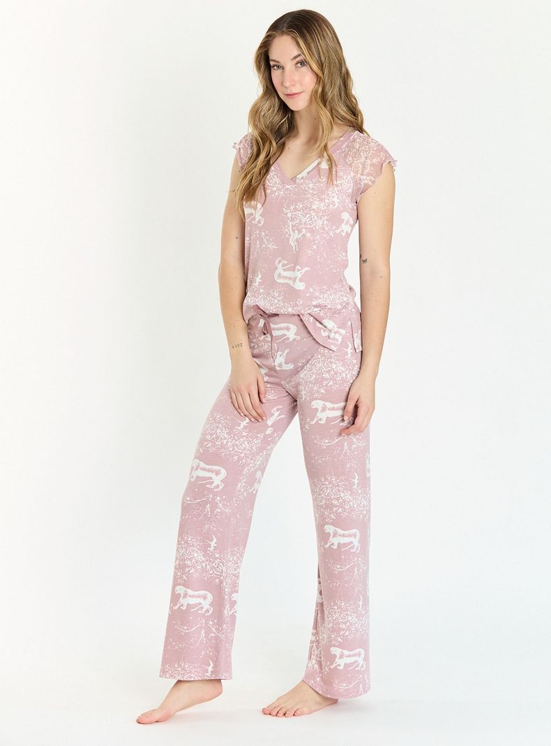 Pijama de Mujer Dame Pantalón Largo Malva-1