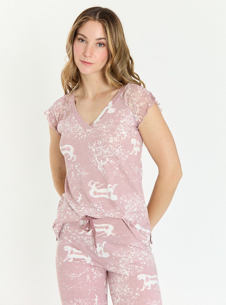 Pijama de Mujer Dame Pantalón Largo Malva-3