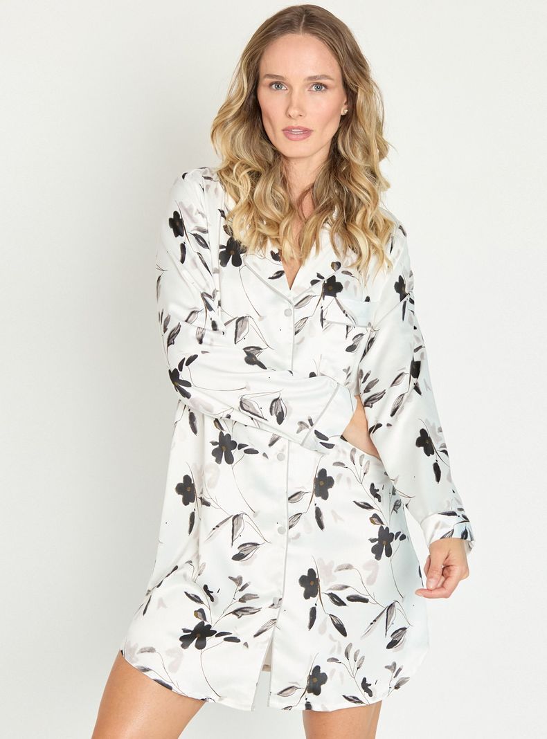 Camisa de Dormir Sport Manga Larga Ivory Estampado-1