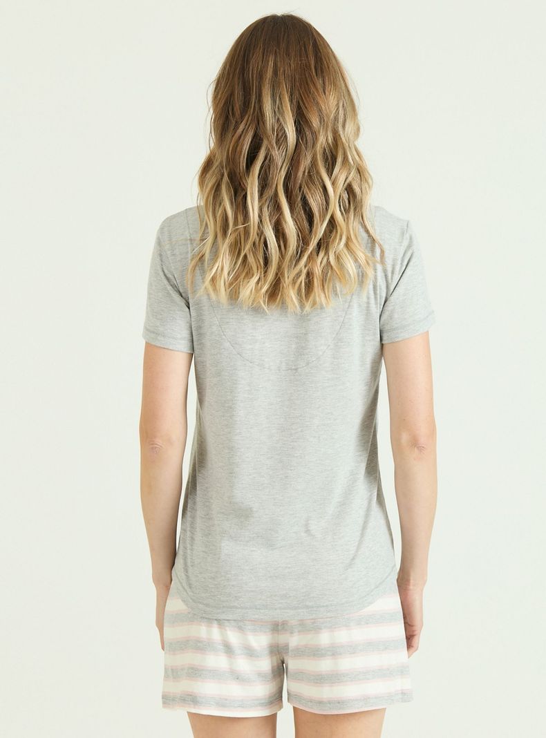 Pijama de Mujer Rayas Short Gris-3