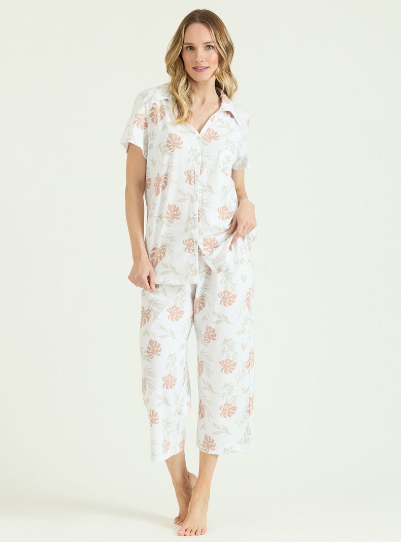 Pijama de Mujer Malinas Capri Blanco Estampado-0