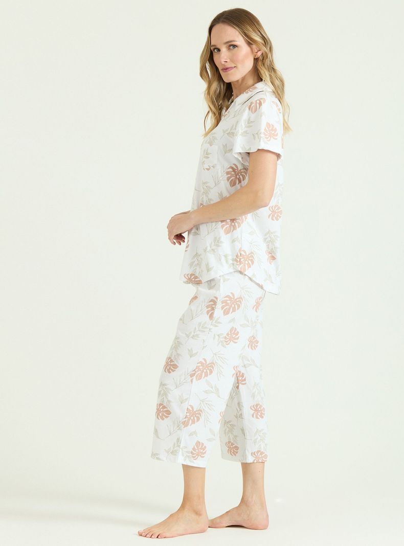 Pijama de Mujer Malinas Capri Blanco Estampado-1