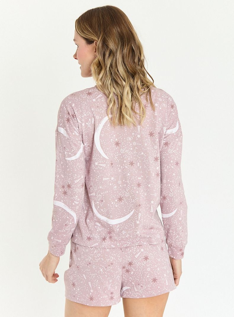 Pijama de Mujer Pipa Nacional Malva Estampado-3