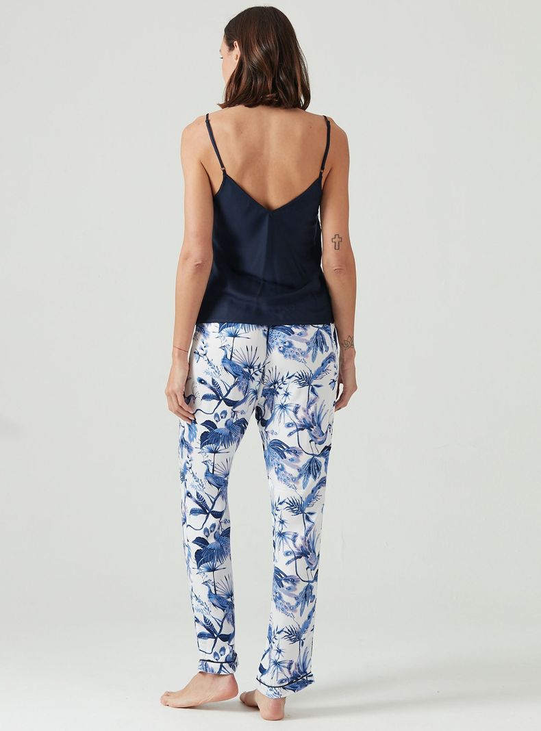 Pijama de Mujer Adela Pantalon Largo Azul-2