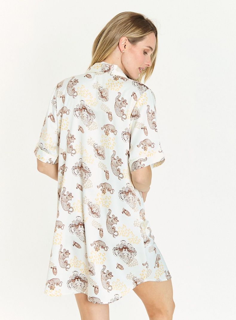 Camisa de Domir Sport Manga Corta Beige Estampado-3