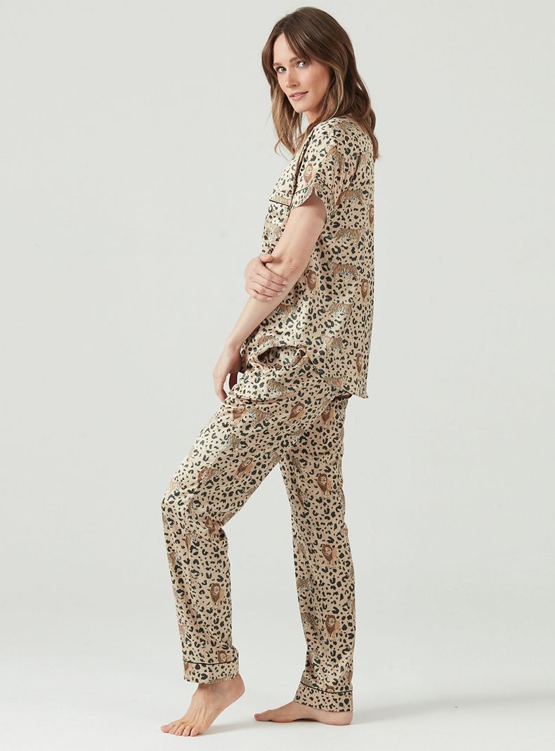 Pijama de Mujer Roma Pantalon Largo Beige Estampado-1