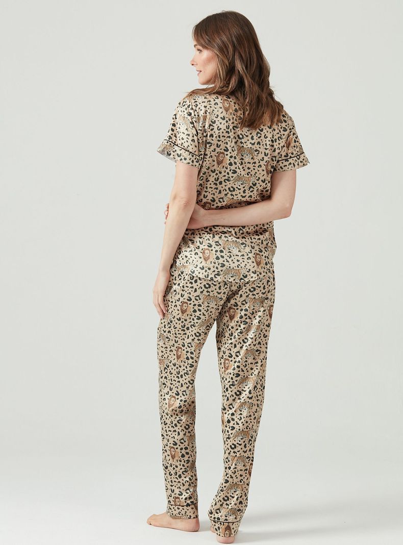 Pijama de Mujer Roma Pantalon Largo Beige Estampado-2