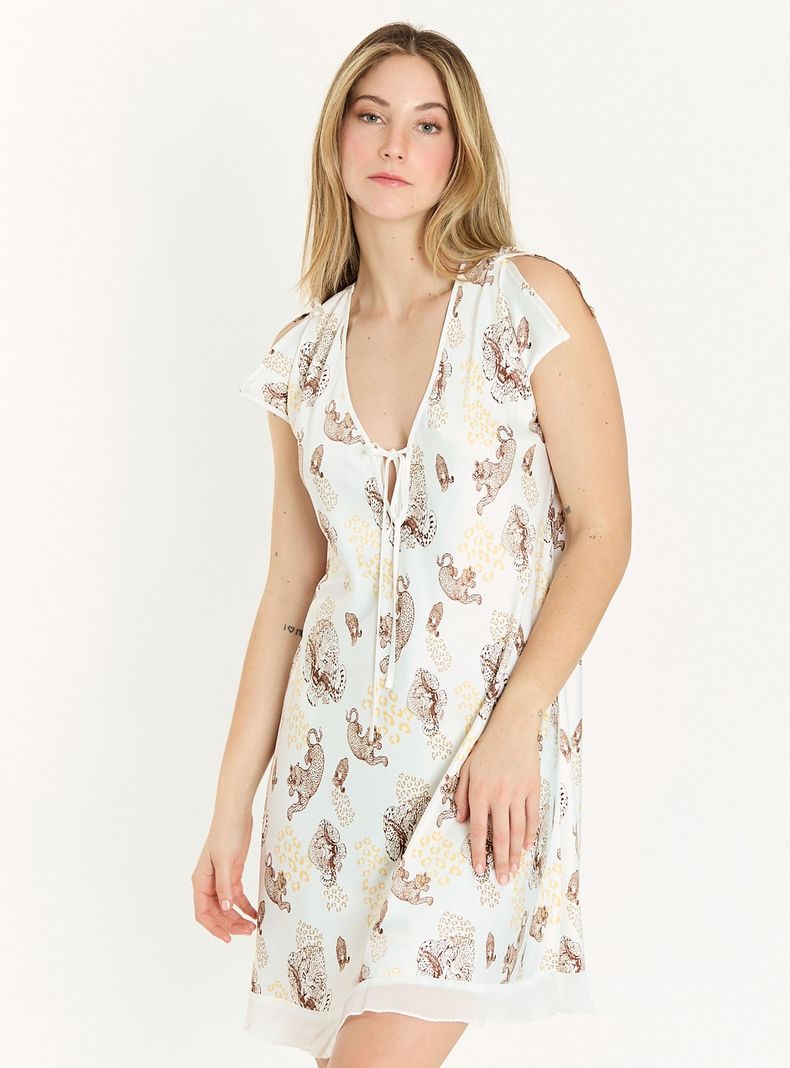 Camisa de Dormir Sesgo Beige Estampado-1