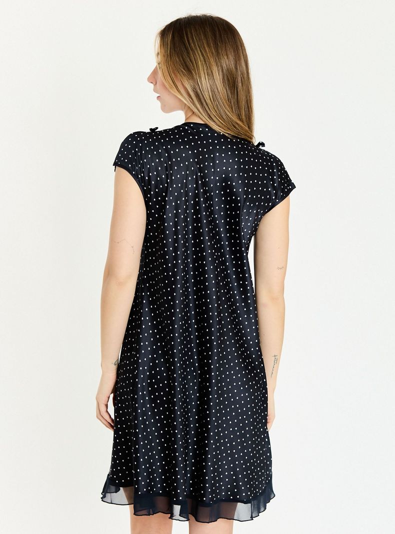 Camisa de Dormir Sesgo Azul Estampado Corazones-3