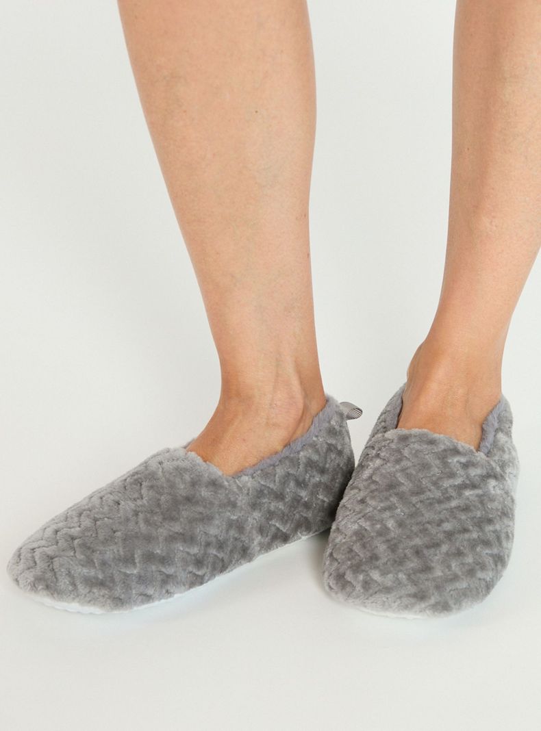 Pantufla de Mujer Zapatilla Chenille Gris Claro-0