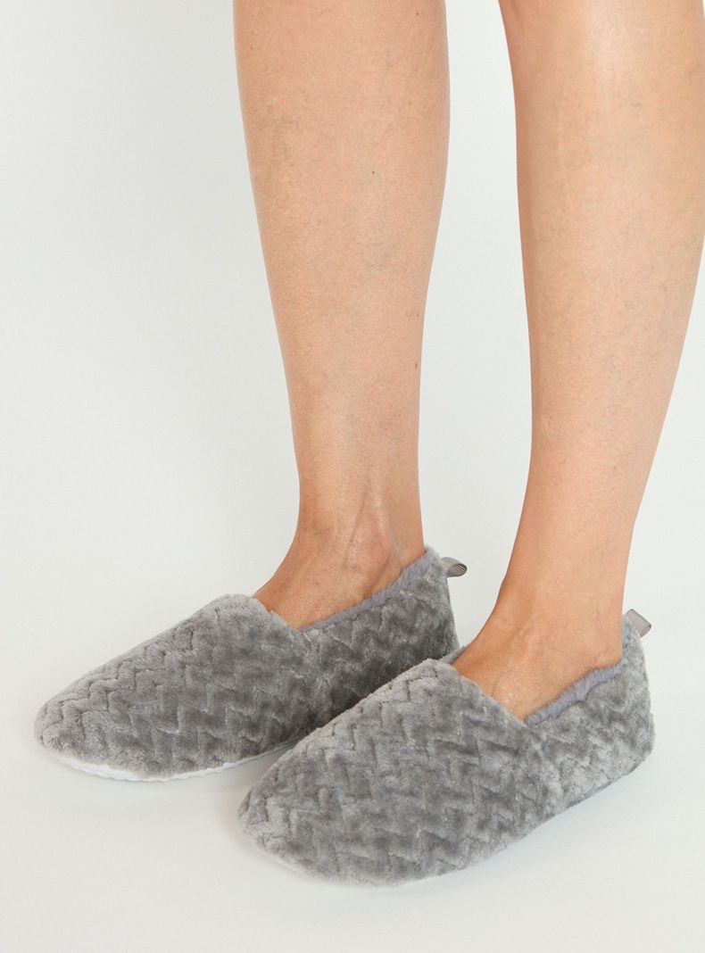 Pantufla de Mujer Zapatilla Chenille Gris Claro-2