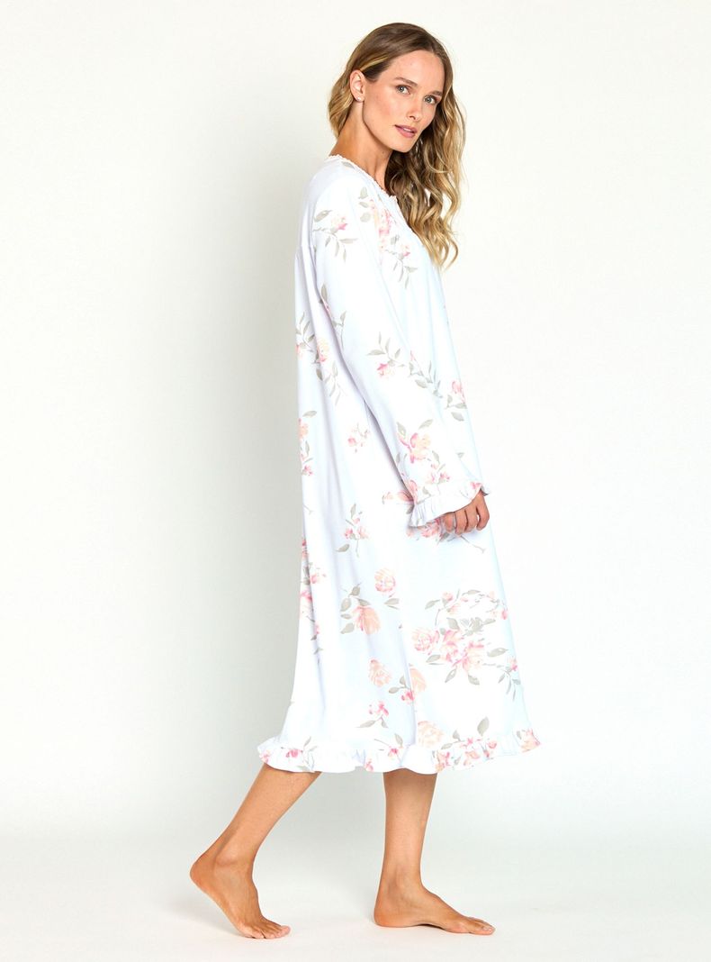 Camisa de Dormir Tradicional Luz Blanco Estampado-1