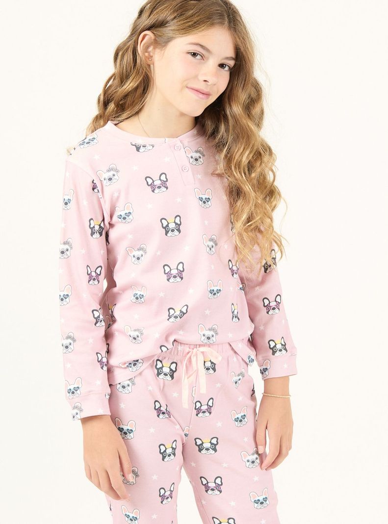 Pijama de Niña Puño Rosado-1