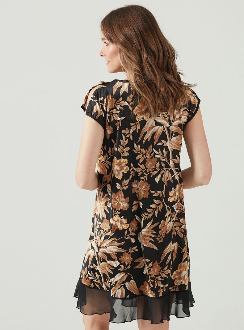 Camisa de Dormir Sesgo Negro Flor-3