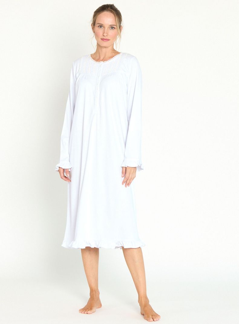 Camisa de Dormir Tradicional Luz Blanco-0