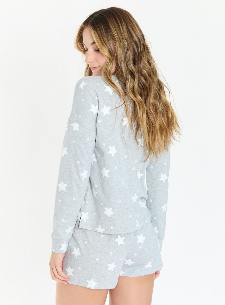 Pijama de Mujer Pipa Nacional Gris Estampado-3