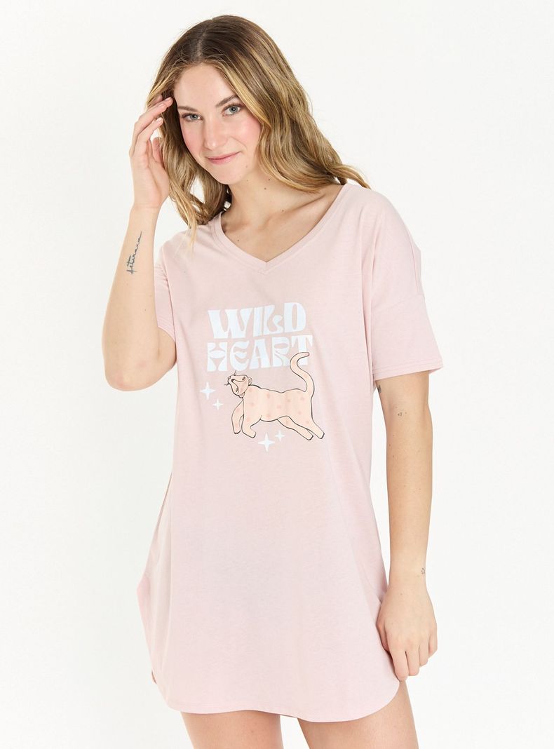 Camisa de Dormir Hania Manga Corta Malva-1
