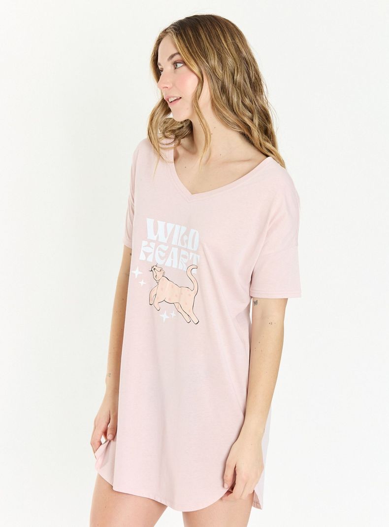Camisa de Dormir Hania Manga Corta Malva-2
