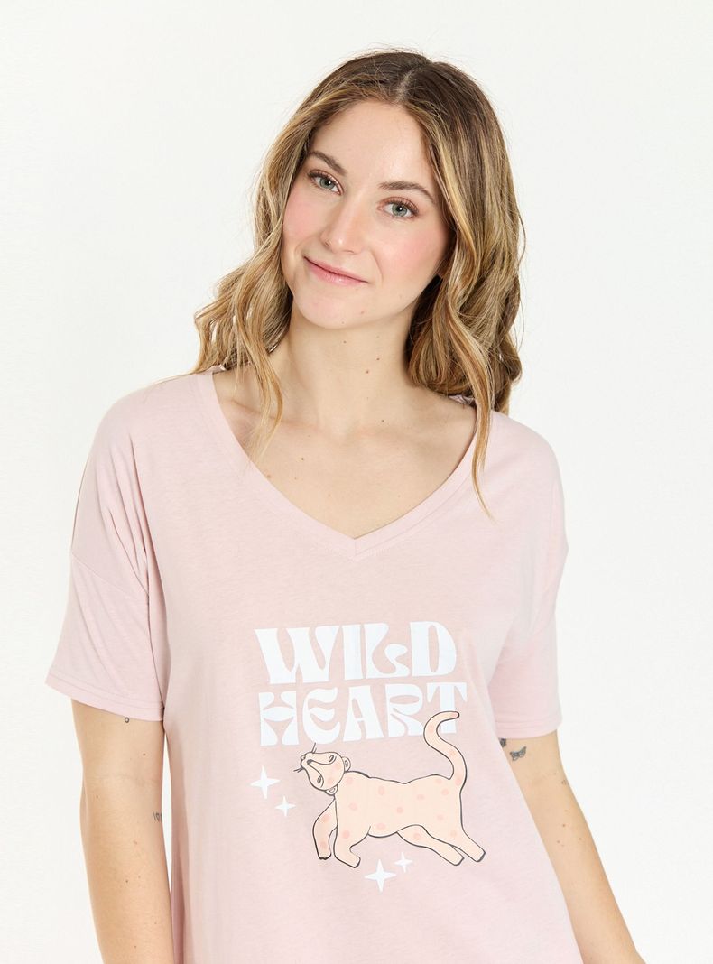 Camisa de Dormir Hania Manga Corta Malva-4