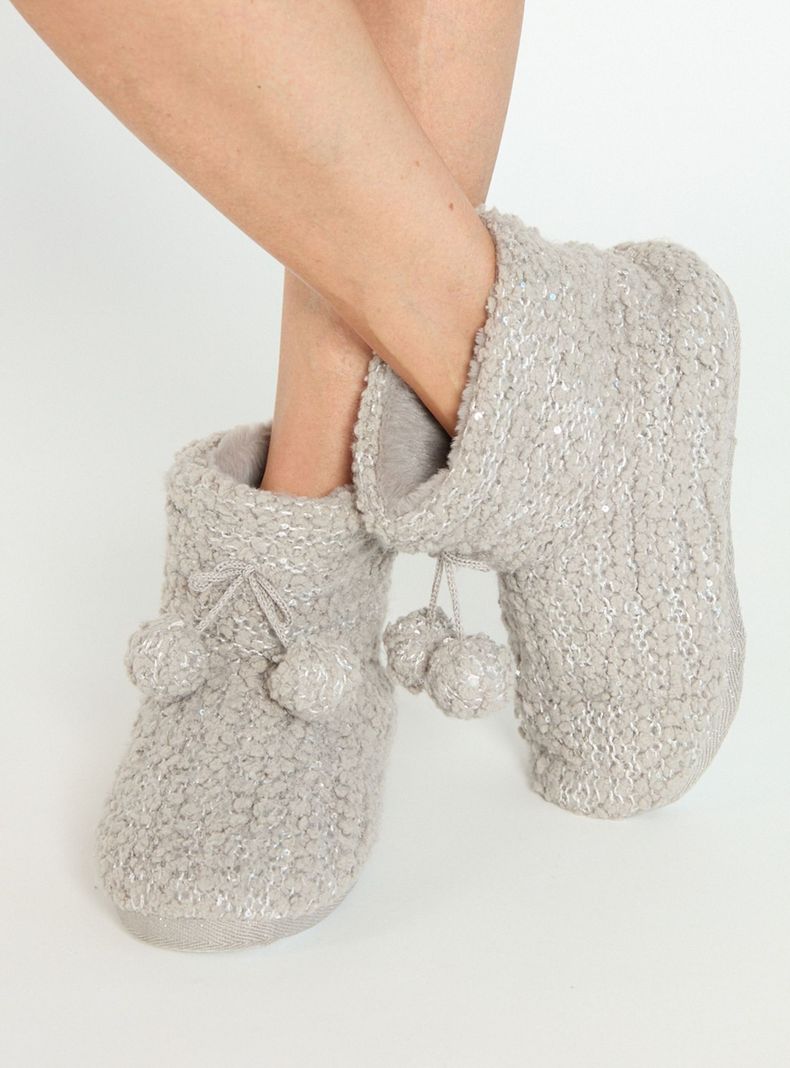 Pantufla de Mujer Bota Home Gris Claro-0