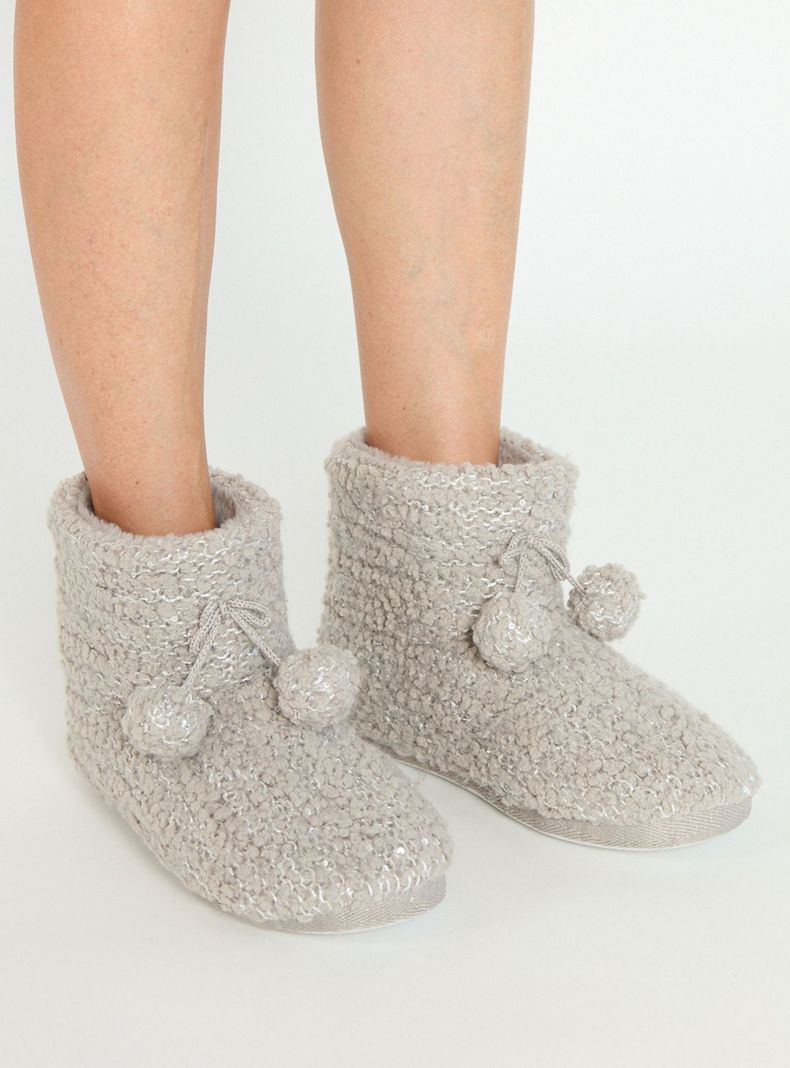 Pantufla de Mujer Bota Home Gris Claro-2