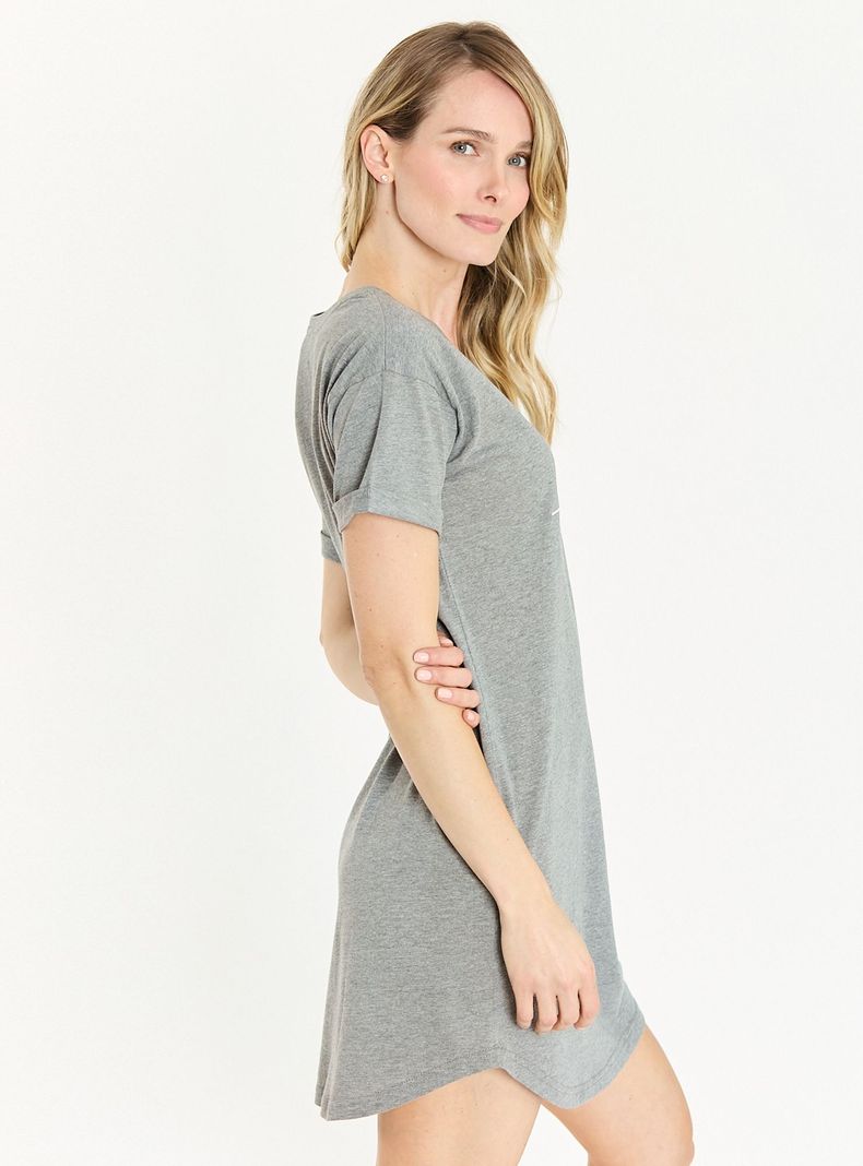 Camisa de Dormir Emilia Manga Corta Gris Melange-1