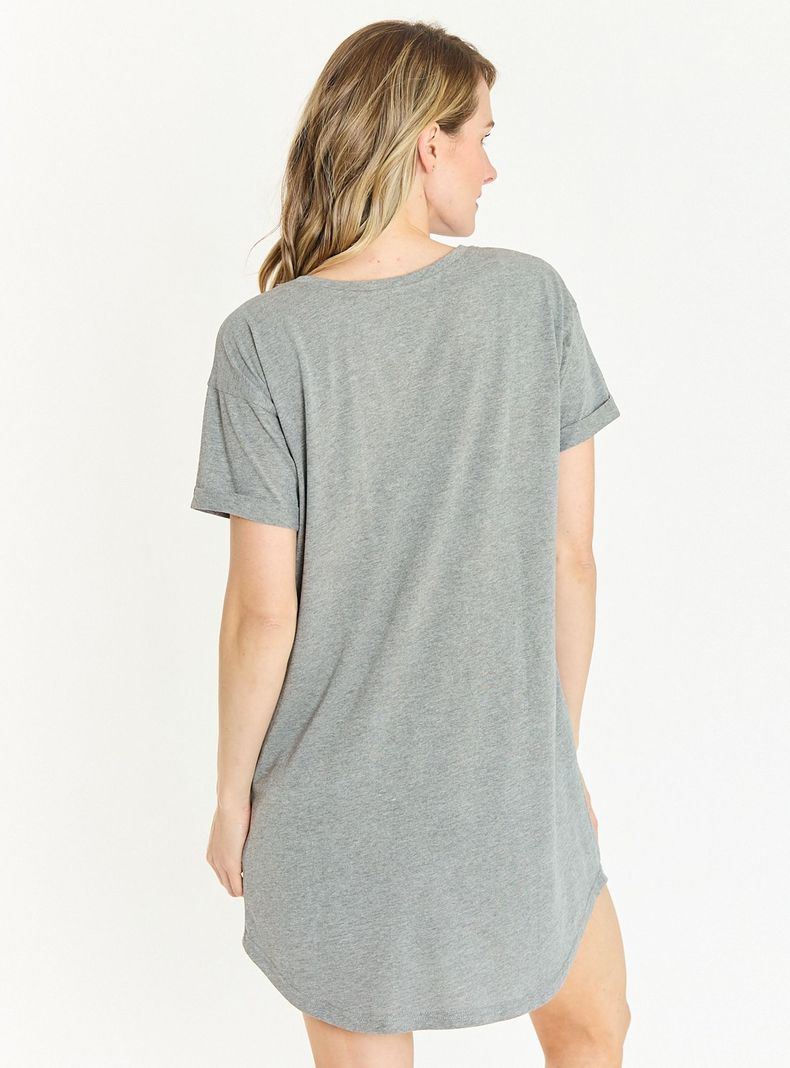 Camisa de Dormir Emilia Manga Corta Gris Melange-2