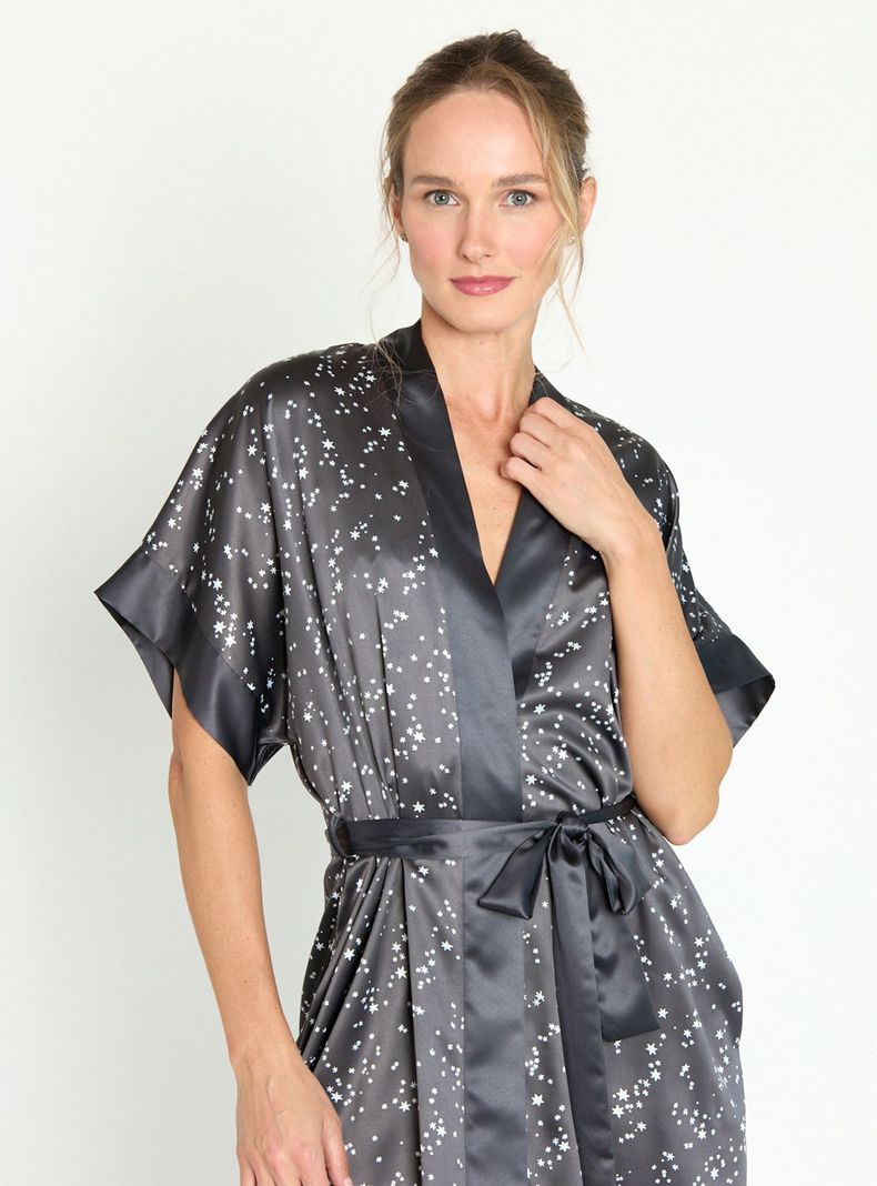 Bata de Mujer Mini Satin Charcoal Estampado-1