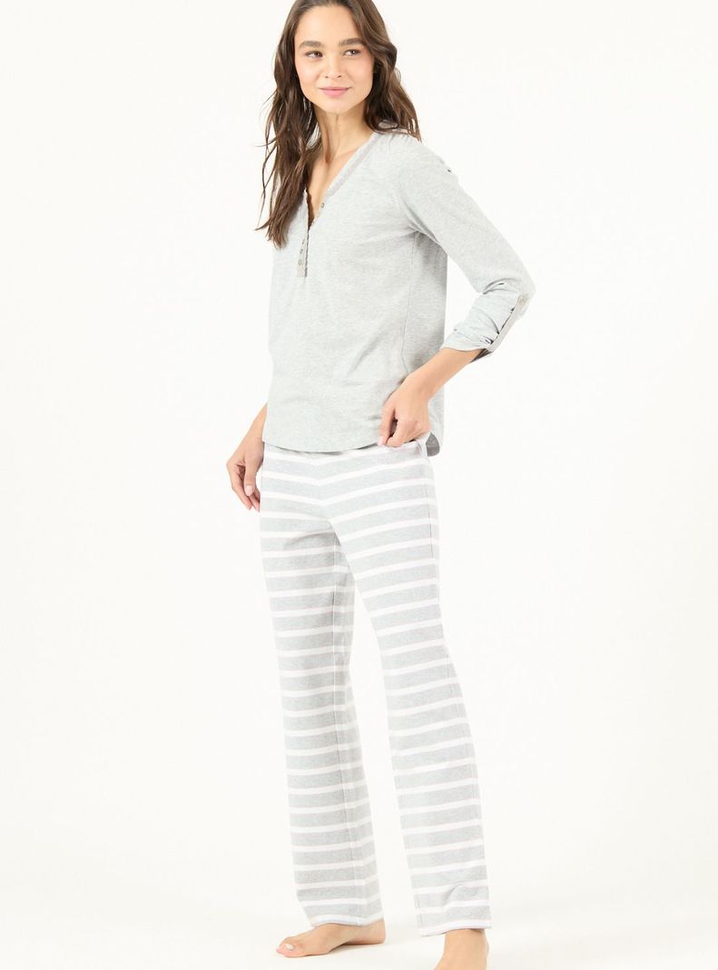 Pijama de Mujer Clara Manga Larga Gris-1