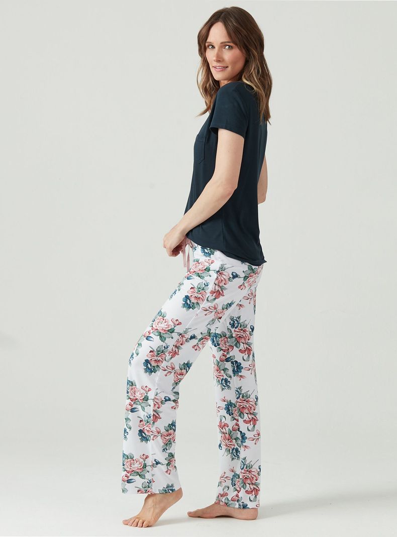 Pijama de Mujer Kate Pantalon Largo Azul-1