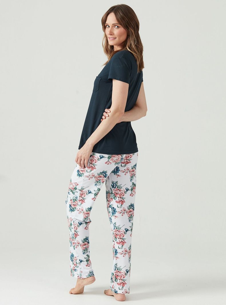 Pijama de Mujer Kate Pantalon Largo Azul-2