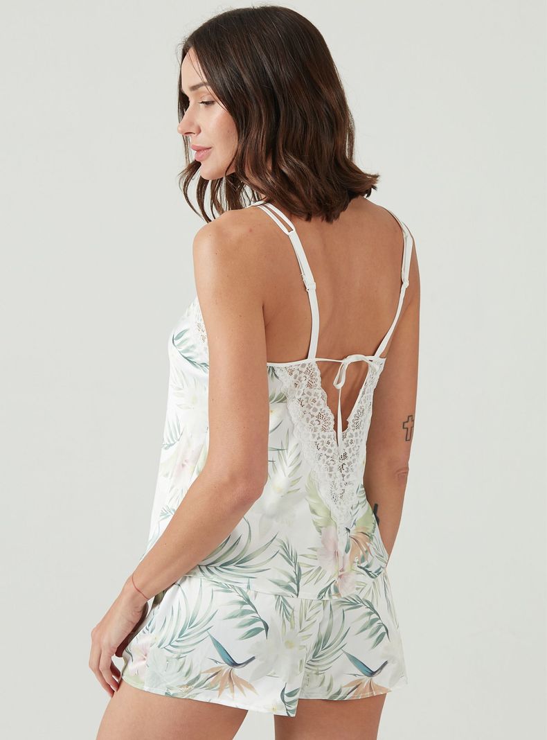 Pijama de Mujer Siena Short Blanco Estampado-3