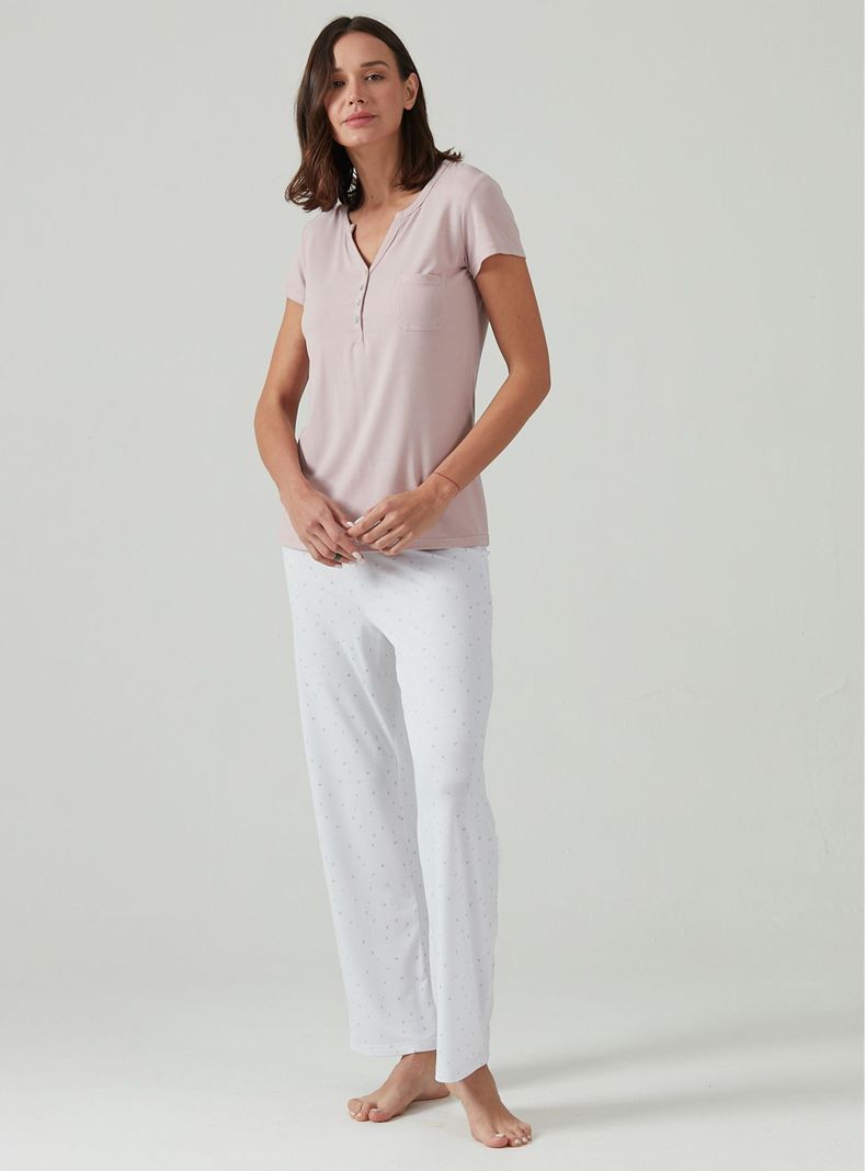Pijama de Mujer Kate Pantalon Largo Rosado-0