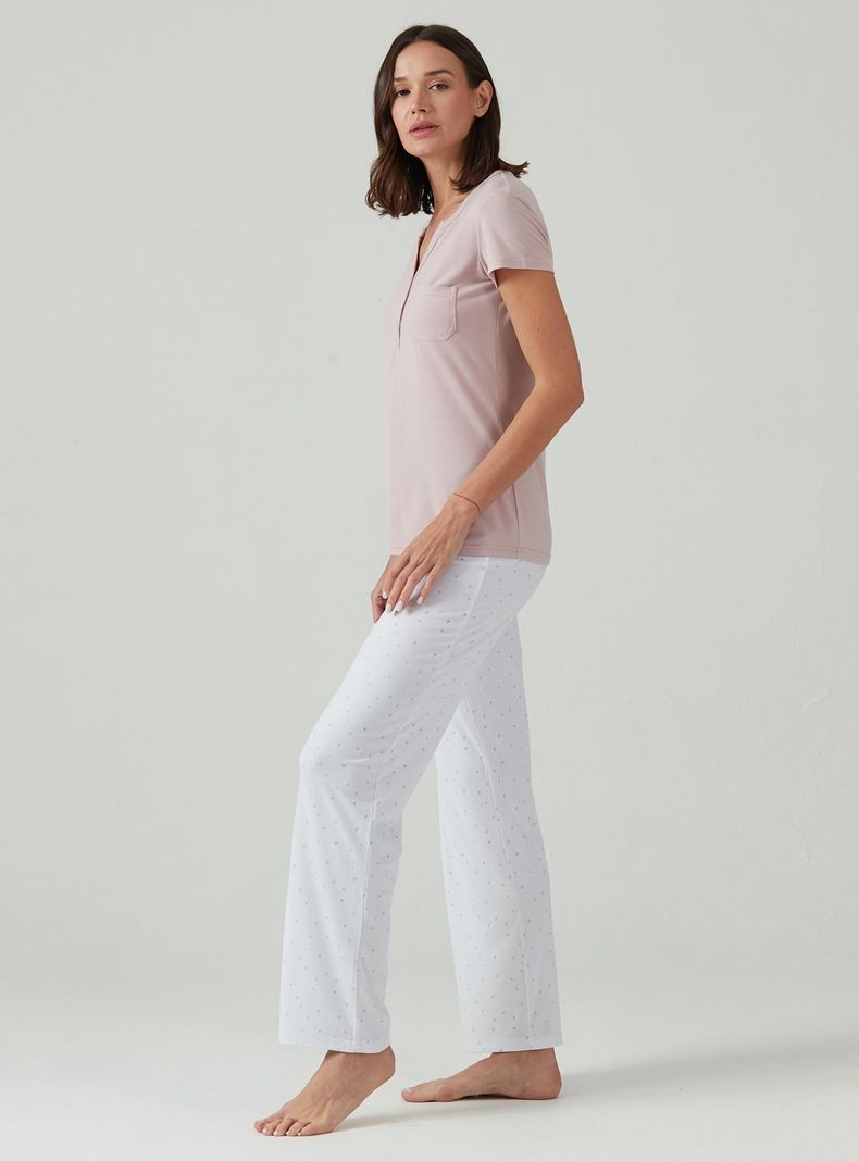 Pijama de Mujer Kate Pantalon Largo Rosado-1