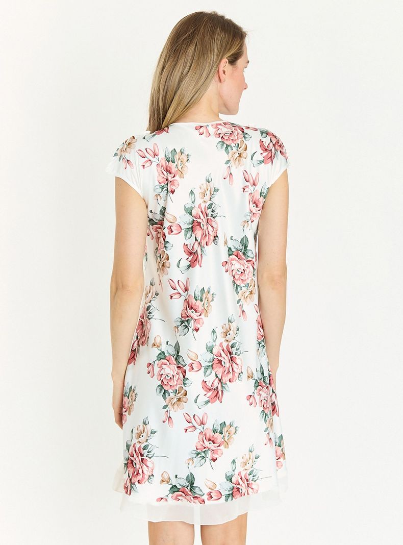 Camisa de Dormir Sesgo Blanco Estampado Flor-3