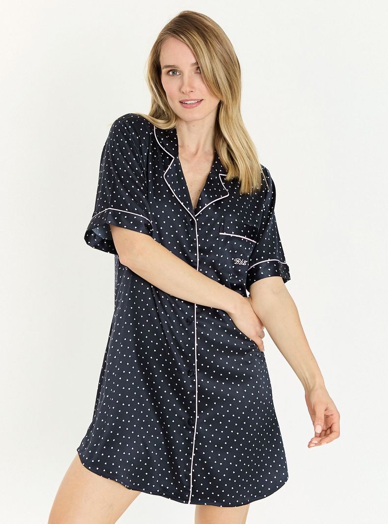 Camisa de Dormir Sport Manga Corta Azul Estampado-1