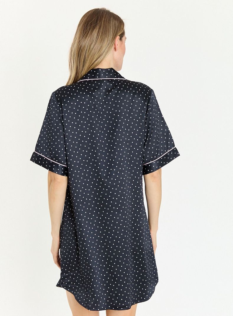 Camisa de Dormir Sport Manga Corta Azul Estampado-3
